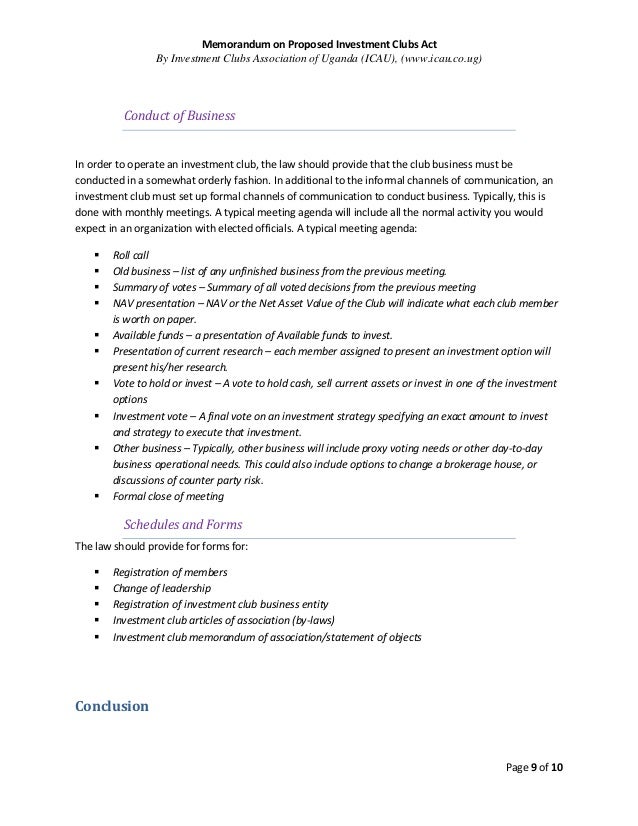 investment club operating agreement