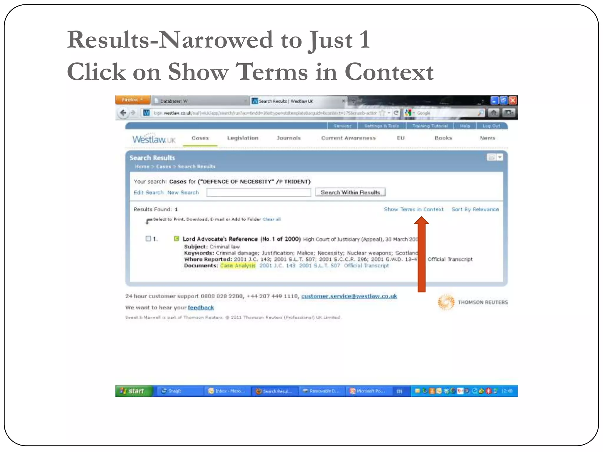 Results-Narrowed to Just 1
Click on Show Terms in Context
 