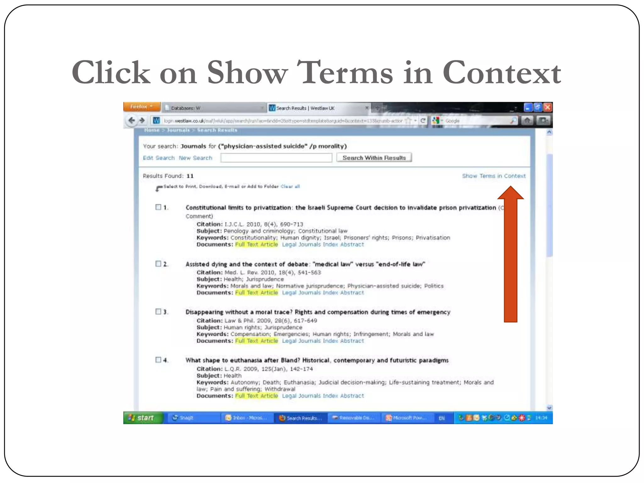 Click on Show Terms in Context
 