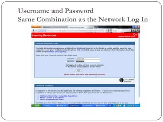 Username and Password
Same Combination as the Network Log In
 