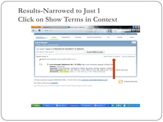 Results-Narrowed to Just 1
Click on Show Terms in Context
 