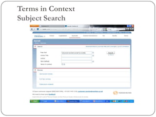 Terms in Context
Subject Search
 