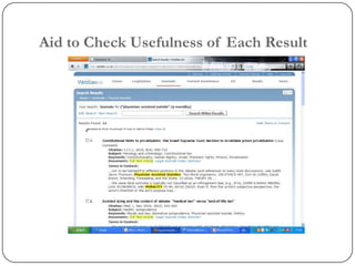 Aid to Check Usefulness of Each Result
 