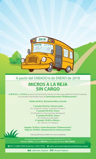Micros Sin Cargo a "El Reencuentro" a partir del 06/01/18