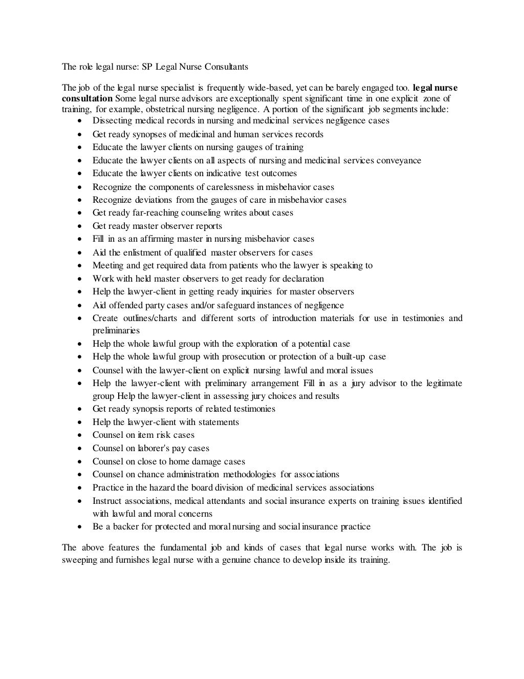 certified legal nurse consultant