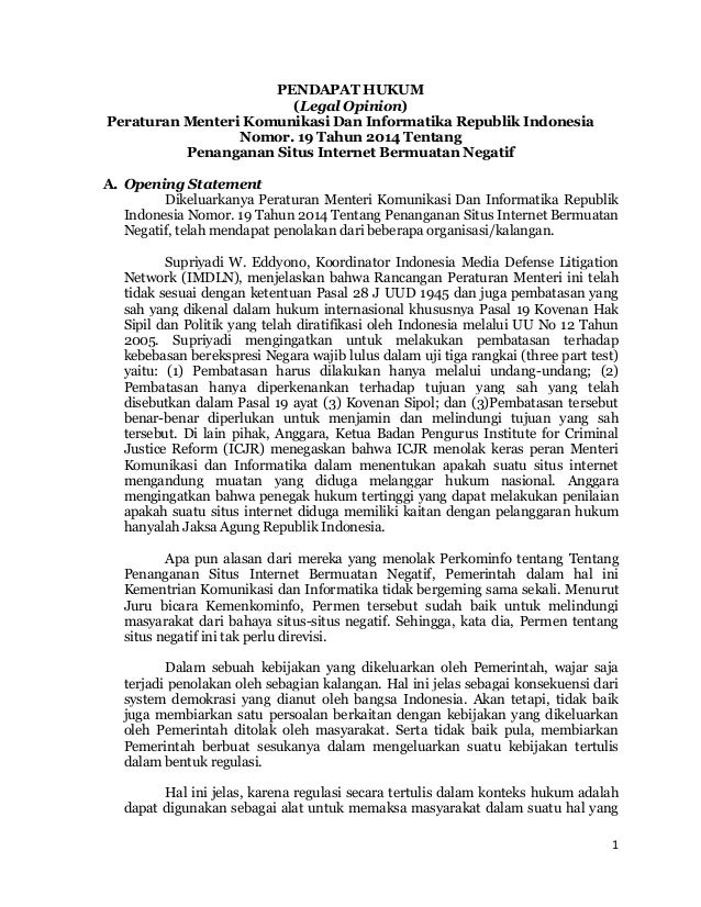 Contoh Legal Opinion Kasus Perbuatan Melawan Hukum Barisan Contoh