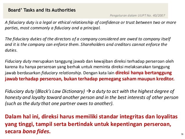 Business Judgement Rule Fiduciary Duties - BISUNIS