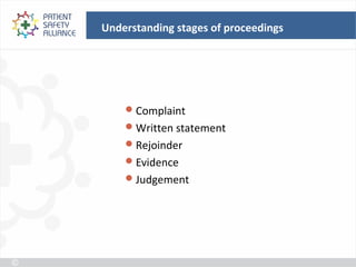 Understanding stages of proceedings




     Complaint
     Written statement
     Rejoinder
     Evidence
     Judgement
 