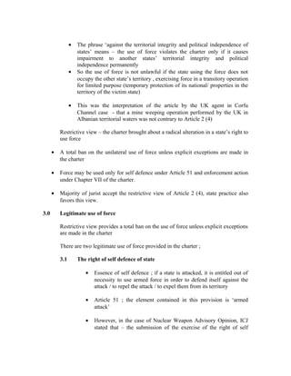 Legal regulation on the use of force | DOC