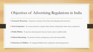 Legal Regulations Governing Advertising Practices in India | PPTX