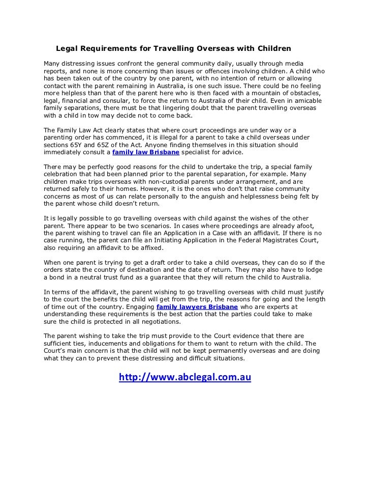 Legal Requirements for Travelling Overseas with Children