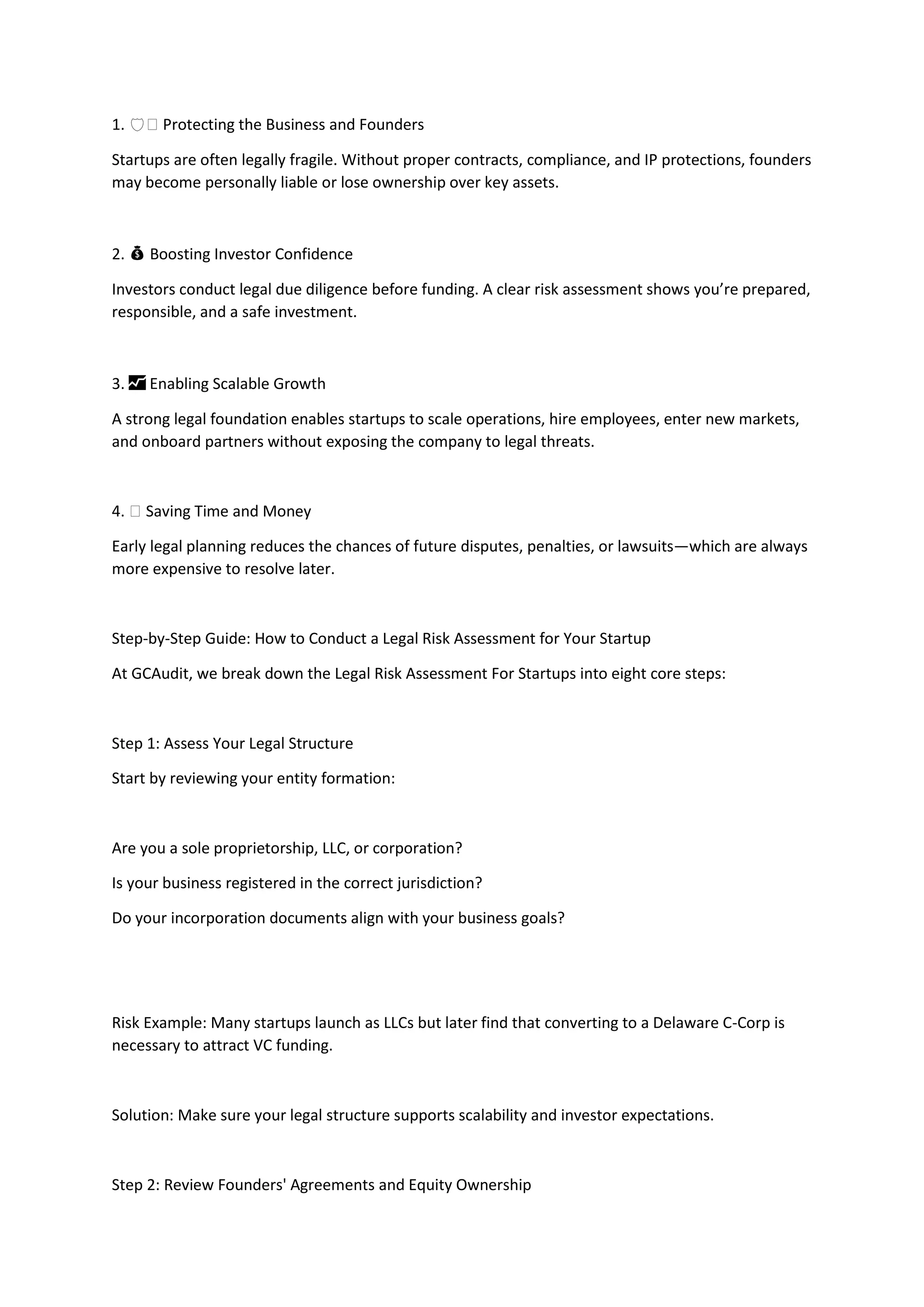 Legal Risk Assessment For Startups | PDF