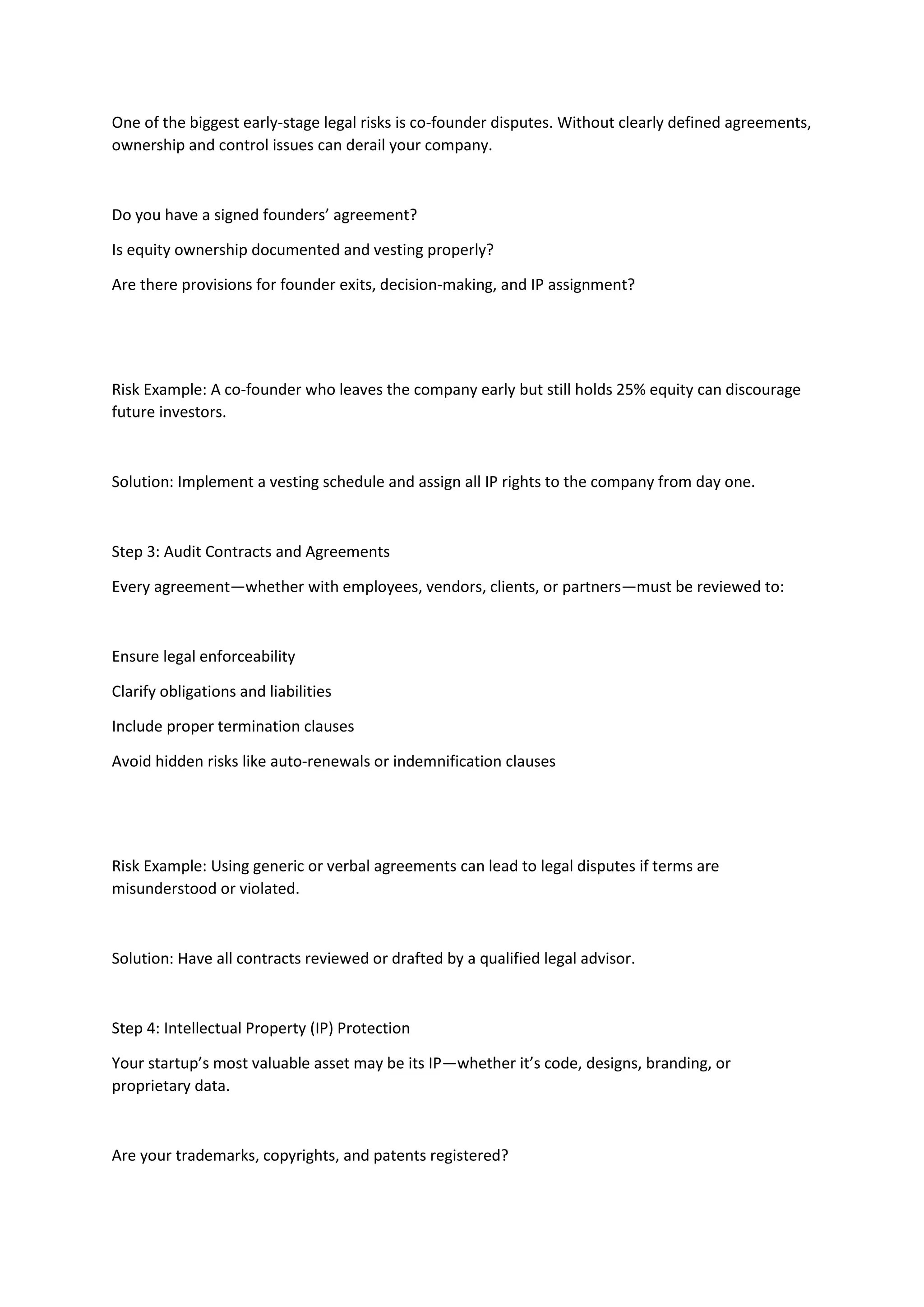 Legal Risk Assessment For Startups | PDF