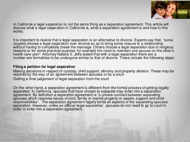 Legal Separation And Separation Agreements