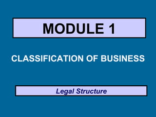 MODULE 1 ,[object Object],Legal Structure 