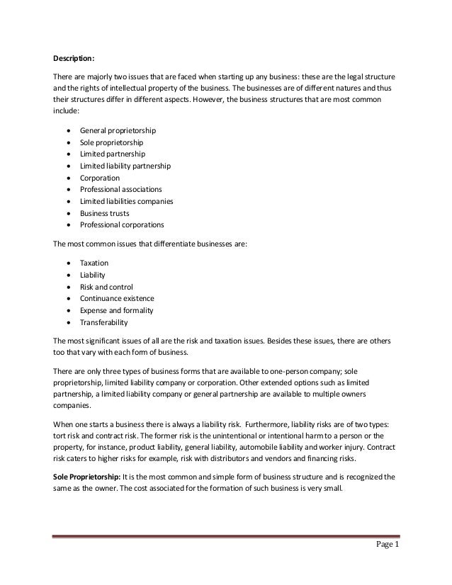 Legal Structure of Business