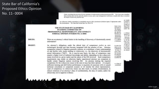 State Bar of California’s
Proposed Ethics Opinion
No. 11- 0004
calbar.ca.gov
 