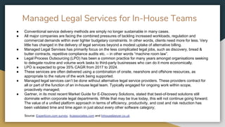 Source: Experticon.com survey, 4cassociates.com and Inhouselawyer.co.uk
Managed Legal Services for In-House Teams
● Conven...