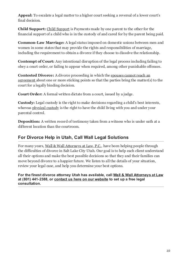 Legal Terminology Common Terms Used in Utah Divorce Cases