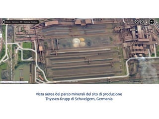 Vista aerea del parco minerali del sito di produzione
      Thyssen-Krupp di Schwelgern, Germania
 