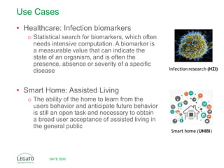 DATE 2020
Use Cases
• Healthcare: Infection biomarkers
o Statistical search for biomarkers, which often
needs intensive co...