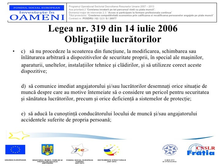 Legea Protectiei Muncii Directive U E Ok