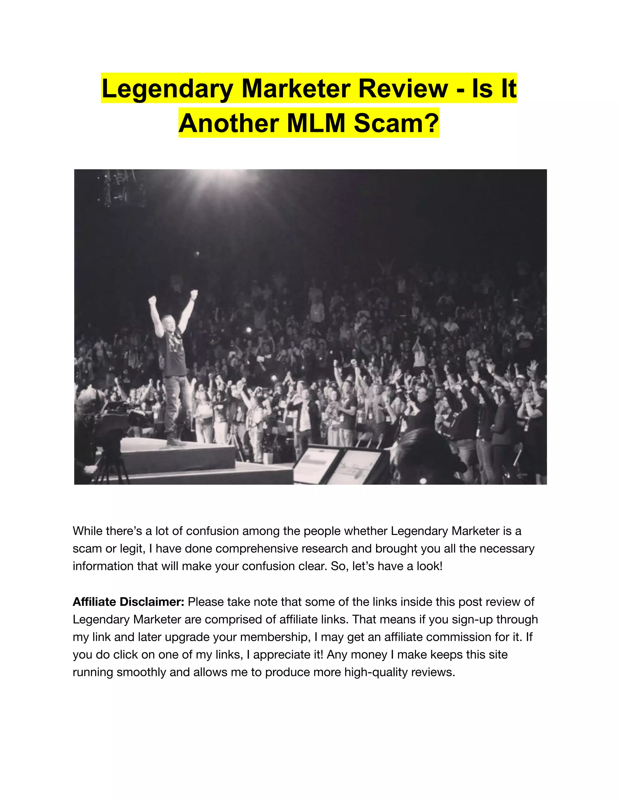 Legendary Marketer Review Is It Another MLM Scam? PDF