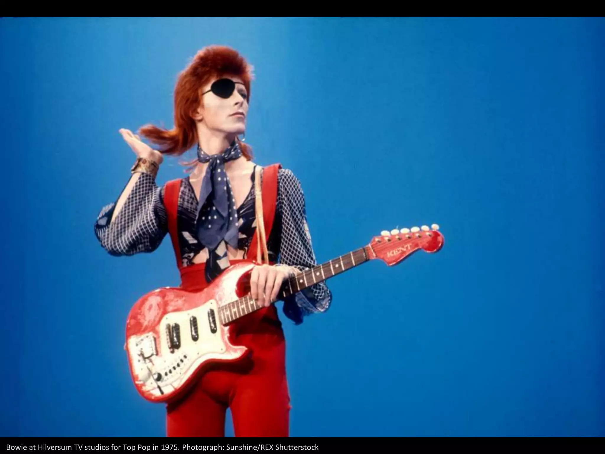 Bowie at Hilversum TV studios for Top Pop in 1975. Photograph: Sunshine/REX Shutterstock
 