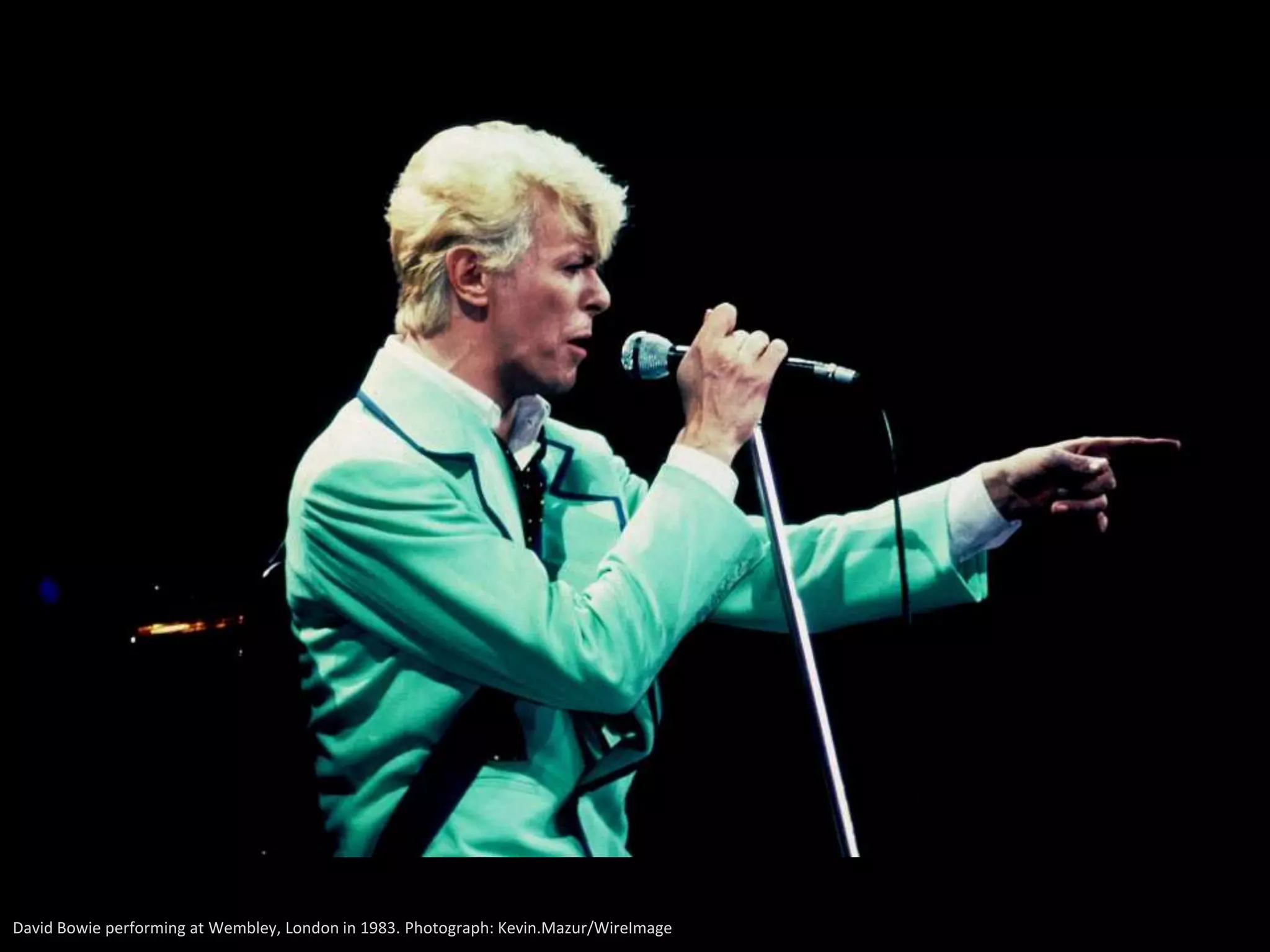 David Bowie performing at Wembley, London in 1983. Photograph: Kevin.Mazur/WireImage
 