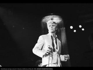 David Bowie during a concert in Devore, California on May 30, 1983. (ROGER RESSMEYER/CORBIS)
 