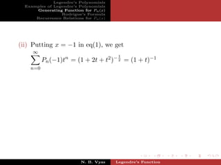 Legendre Generating Function Legendre Function | PDF