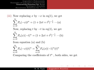 Legendre Generating Function Legendre Function | PDF
