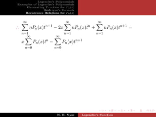 Legendre Generating Function Legendre Function | PDF