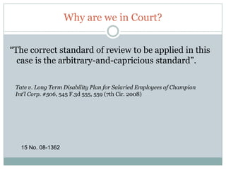 The occupation is defined by reference to Department of Labor sources rather than a job analysis or job descriptionCase BackgroundA high-level evaluator may want to know the parameters of the Tribune LTD policy. He may want to structure the evaluation and report for future labor market search or to report ability metrics v. disability metrics.