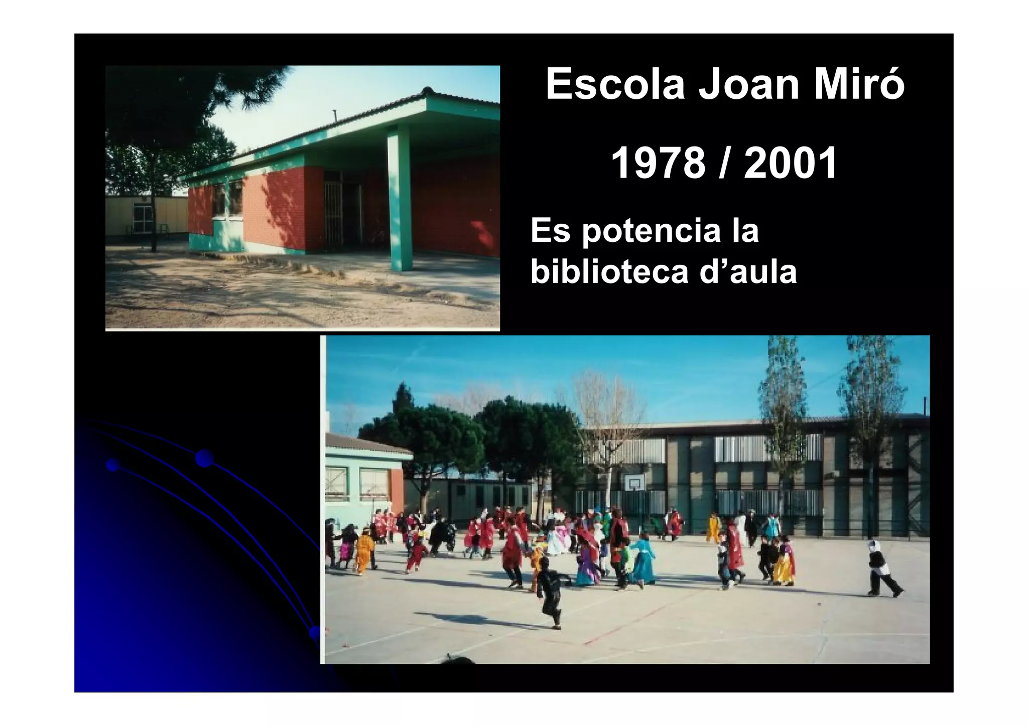 Escola Joan Miró
     1978 / 2001
Es potencia la
biblioteca d’aula
 