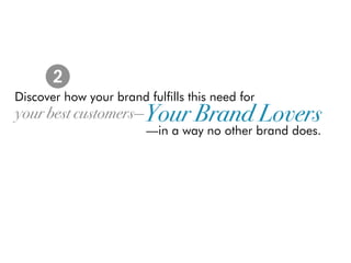 2
Discover how your brand fulfills this need for
your best customers— Your Brand Lovers
                         —in a way...