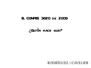 El CONPES 3620 de 2009

   ¿Quién hace que?
 