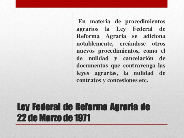 Ley De Reforma Agraria De 1971