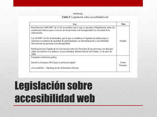 Legislación sobre
accesibilidad web
 