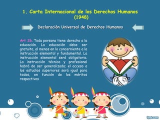 1. Carta Internacional de los Derechos Humanos
(1948)
Declaración Universal de Derechos HumanosDeclaración Universal de De...