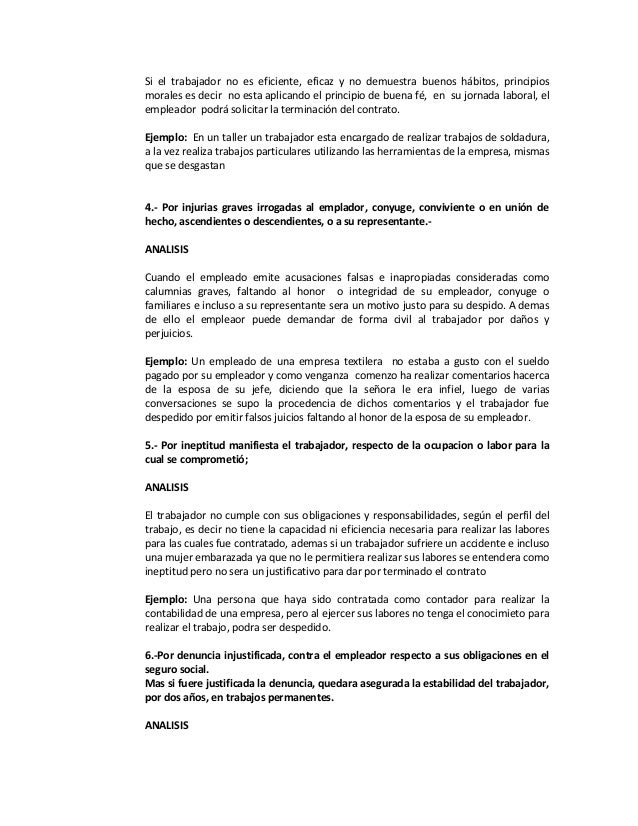 ART.172 CAUSAS POR LAS QUE EL EMPLEADOR PUEDE DAR POR ART.172 CAUSAS POR LAS QUE EL EMPLEADOR PUEDE DAR POR