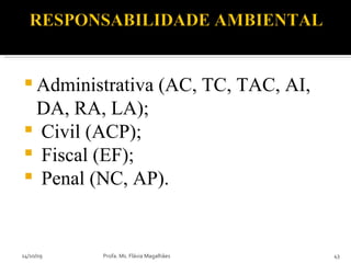 Administrativa (AC, TC, TAC, AI, DA, RA, LA); Civil (ACP); Fiscal (EF); Penal (NC, AP). 14/10/09 Profa. Ms. Flávia Magalhães 