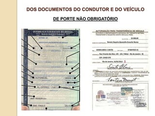 DE PORTE NÃO OBRIGATÓRIO
DOS DOCUMENTOS DO CONDUTOR E DO VEÍCULO
 