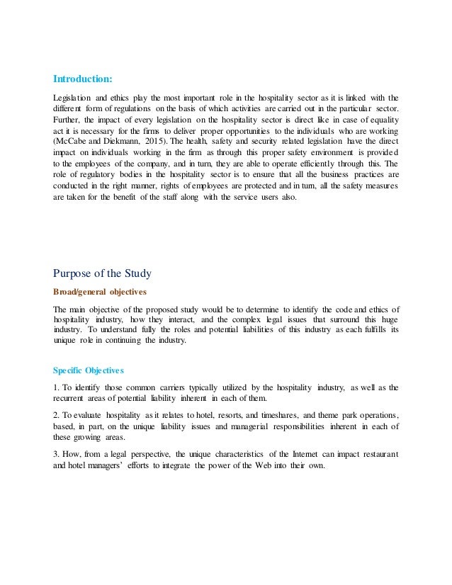 Legislation And Ethics In Hospitality Industry Legislation And Ethics In Hospitality Industry