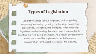 Legislation Types Legislation as a Source of Law ppt file.pdf