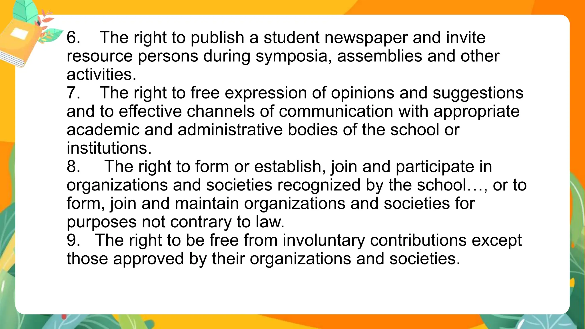 LEGISLATION REPORT student discipline and rights | PPTX