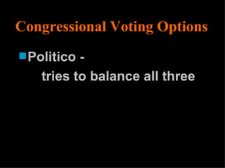 Congressional Voting Options Politico - tries to balance all three 