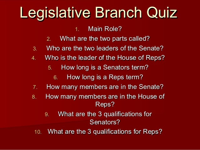 Legislative branch quiz