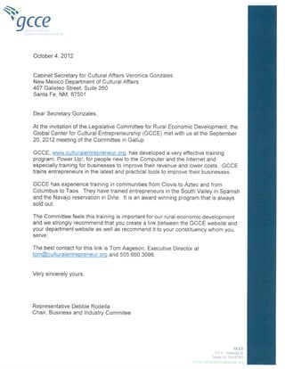 Legislative com rural ed letter oct 4, 2012
