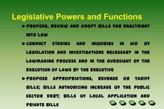 Propose appropriations, revenue or tariff bills; bills authorizing increase of the public sector debt; bills of local application and private billsConcur in all treaties and international agreements